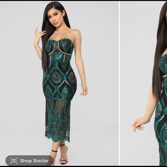 Midi Embroidered dress, xs, black /teal - Picture 1 of 1